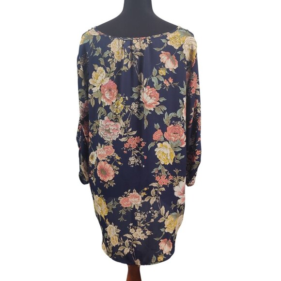 Tacera Women's Navy Blue Hi- Low Floral Top Size XL - Picture 3 of 9